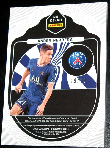 2021-22 Obsidian Ander Herrera Cutting Edge Electric Etch Red # 19/25 Patch - Picture 2 of 2
