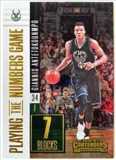 2017 PANINI GIANNIS ANTETOKOUNMPO PLAYING THE NUMBERS GAME 7 BLOCKS #23 NBA CARD