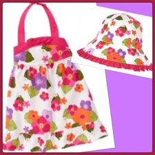 NWT Girls 12-18 Gymboree  SURF ADVENTURE  Cotton Halter style DRESS SUN HAT Set