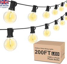 Festoon Outdoor String Lights Mains Powered 50-200ft LED G40 Bulbs Garden Lights