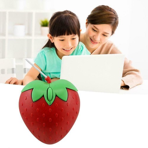 .Mini Strawberry Style Optical USB Wired Game Mouse E4L6 For PC Red Plugs NEW - Picture 11 of 12