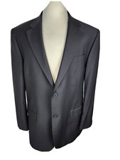 oscar de la renta vtg Mens Sz 44L Black Black Stripe 100 Wool Sport Coat S31