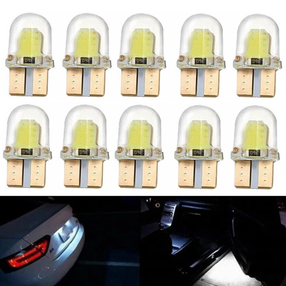 Colorful 10x T10 194 168 LED Light Bulbs W5W 8 SMD Silica Bright License Lamp - Image 2 of 4