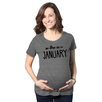 Maternity Due In January Funny T shirts Pregnant Shirts Announce Pregnancy Month