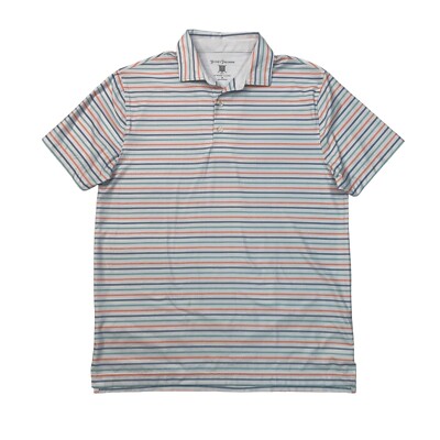 Hickey Freeman Shirt Mens M Medium Striped Stretch Side Vent Hem Golf Polo