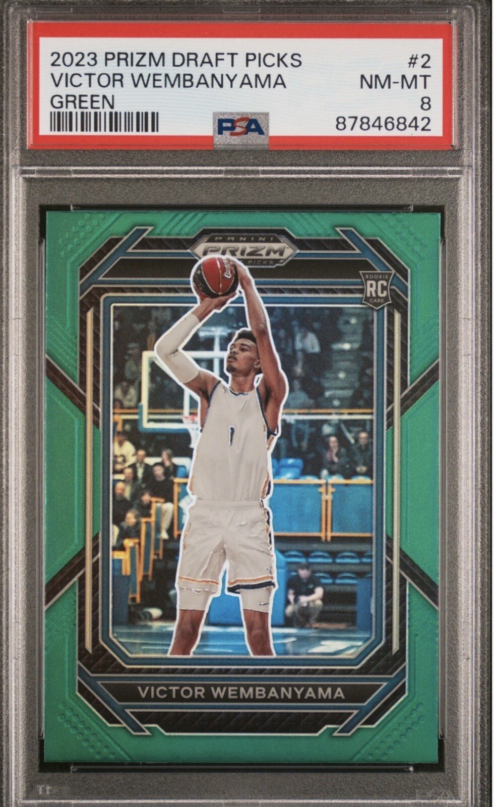 2023 Prizm Draft Picks Green PSA 8 NM-MT Victor Wembanyama #2 SPURS ROOKIE