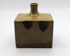 Small Takahashi Bud Vase Green and Brown