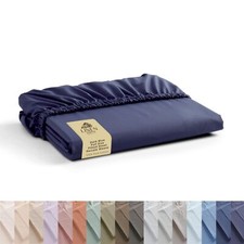 100 Cotton Percale Weave Fitted Sheet Full Size Dark Blue 1 Deep Pocket Fitt...
