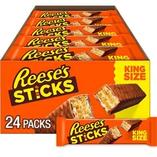 24 Pack of 3 oz REESE'S STICKS Milk Chocolate Peanut Butter Wafer Bars