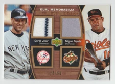 DEREK JETER 2007 Elements Dual Memorabilia GAME-WORN Jersey Card #/50 PINSTRIPE