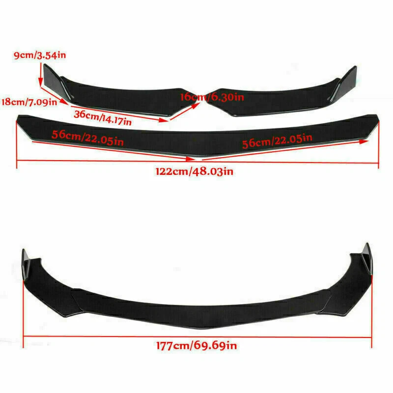 Fit For Hyundai Tiburon 07-08 Front Bumper Lip Spoiler Splitter Underbody Black - Image 2 of 4