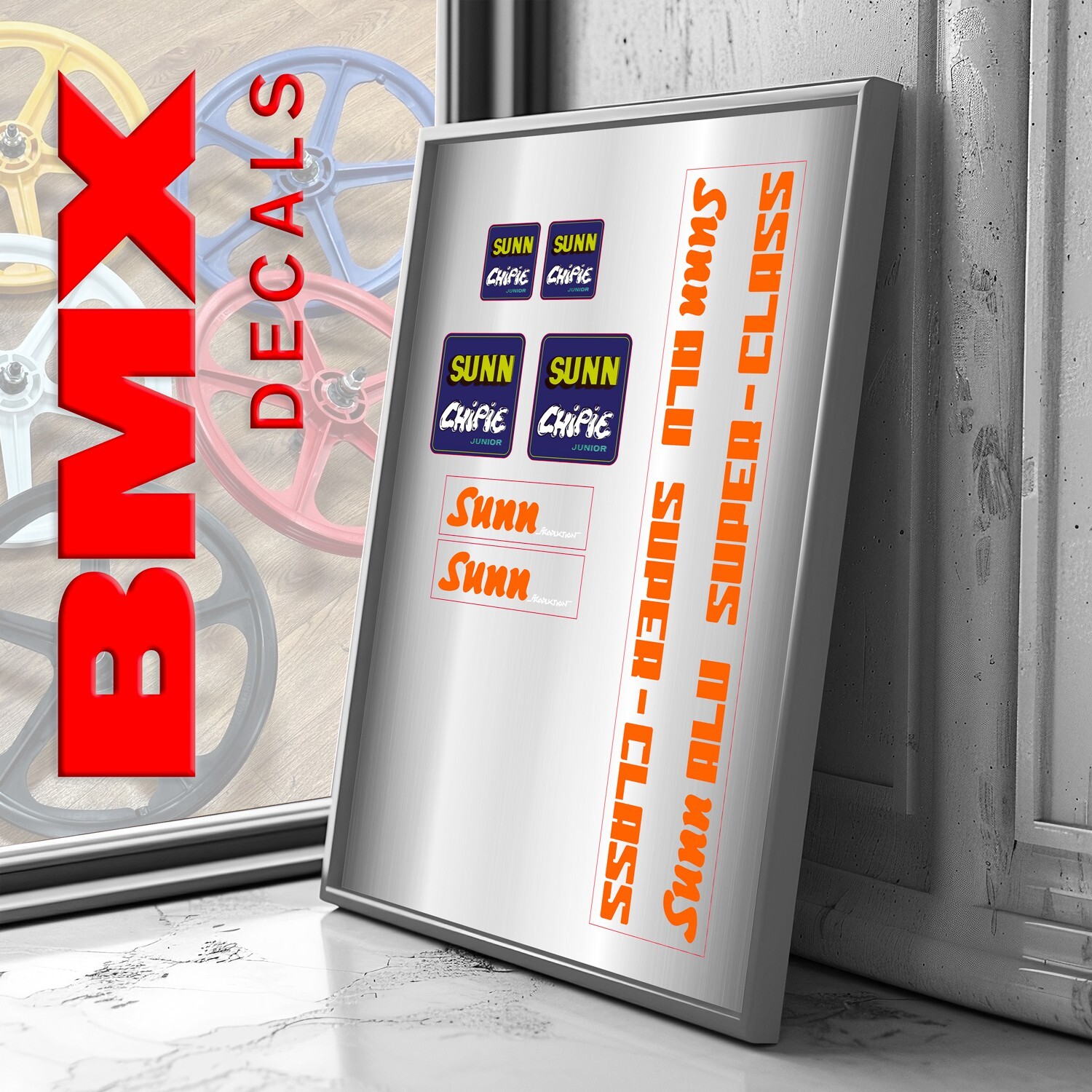 Stickers SUNN vintage vinyle haute résistance pour BMX SUPERCLASS s
