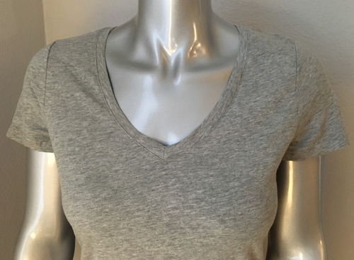 NUEVA Camiseta Tommy Hilfiger Para Mujer Básica Cuello en V Gris Jaspeado Pequeña S - Imagen 2 de 4