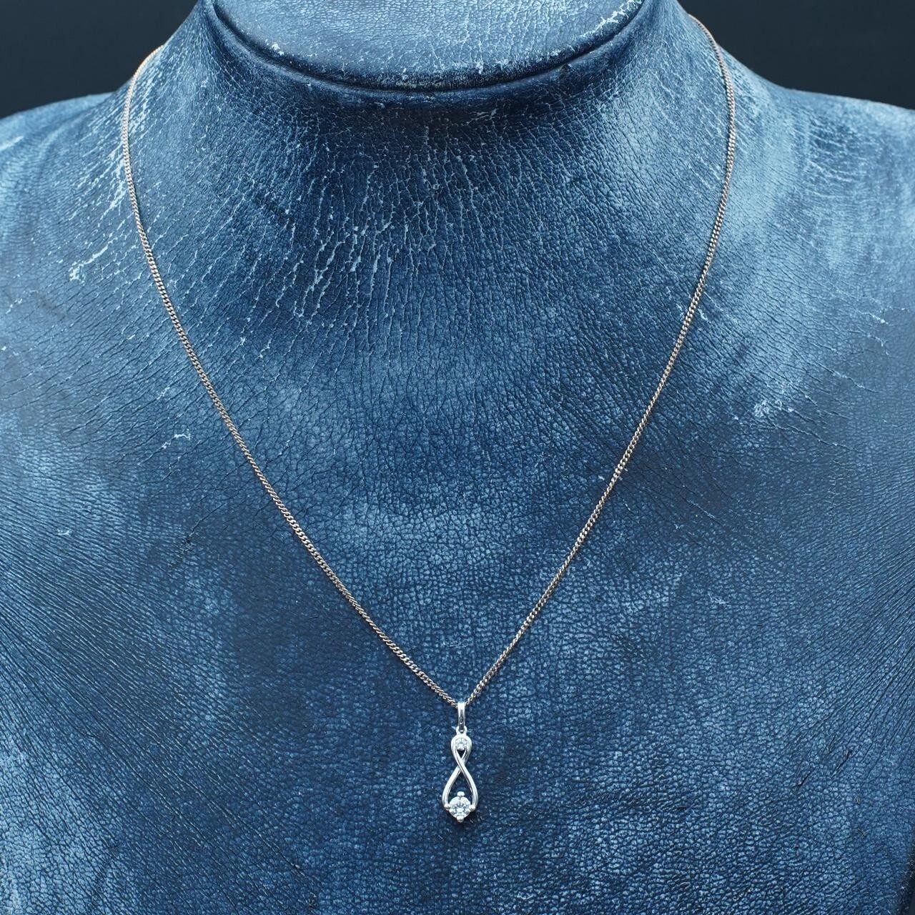 Vintage solid silver twisted teardrop Diamond sty… - image 2