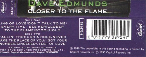 Dave Edmunds - Closer To The Flame (1xCassette 1993) Dolby - Picture 2 of 2
