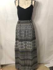 J CREW Black Top With Printed Skirt Maxi Dress Sz 0  #C3861
