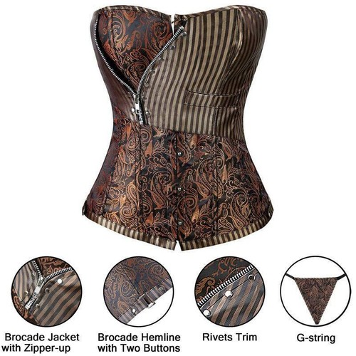 New Sexy Lace Up Basque Lingerie Women Corset Top Bustier Steampunk Gothic S-6X - Picture 36 of 39