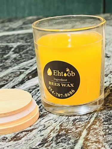 100% Pure 7oz Grade A Beeswax Candle Glass Jar With Bamboo Lid 24 Hr Burn - Picture 3 of 3
