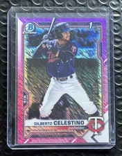 2021 Bowman Chrome 1st Gilberto Celestino Fuchsia Shimmer Refractor /199 Twins