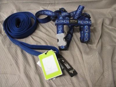 Red Dingo Designer Royal Blue Dog Harness with Truelove Leash | Size Large