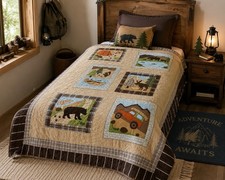 Couette de camping pour enfants Woolrich grand ours lodge cabine double coton