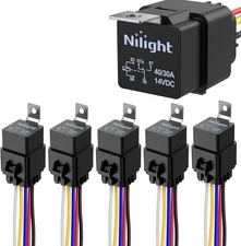 Nilight 5 Pack Waterproof Relay and Harness 40/30 AMP Heavy Duty 12 AWG Tinned