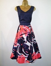 ROMAN FAB NAVY CORAL CREAM EVENING PARTY OCCASION WEDDING GUEST DRESS SIZE 12