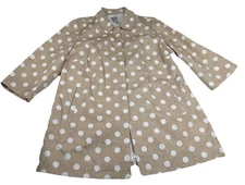 Chicos Button Down Jacket Polkadot Tan Collar Mid Length Tan 2 US L Mrs Maisel