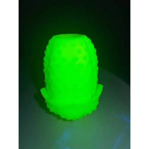 Fenton Custard Uranium Glass Hobnail Fairy Lamp Vintage UV Reactive Yellow Glow