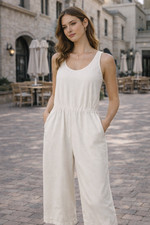 Ulla Johnson Beige Jumpsuit Playsuit Lee Open Back Ivory Wide Leg Pant Us 4 Au 8