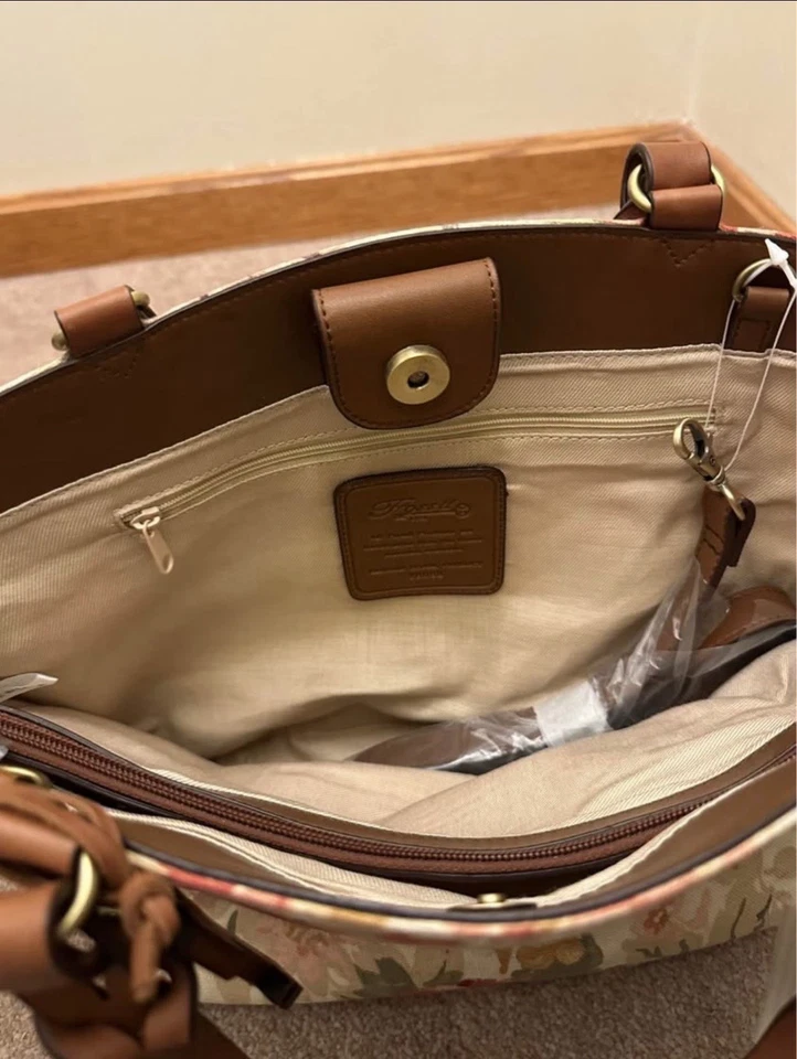 Bolso de Mano FOSSIL Floral Habana Cartera de Lona Nuevo con Etiquetas Foto 3 de 4