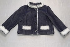 DONCASTER COLLECTION Crop Jacket Size 6 Navy And White With Buttons