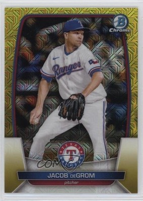 2023 Bowman Mega Box Chrome Yellow Mojo Refractor /75 Jacob deGrom #54 0uh2