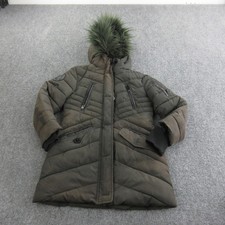 Diesel Jacket Kids 6 Olive Green Hooded Puffer Parka Faux Fur Pockets Quilted