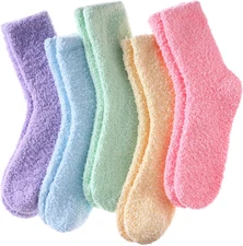 Womens Fuzzy Socks Cozy Fluffy Winter Warm Slipper Socks Microfiber Soft Home Sl