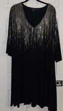 Karen Kane 3x Dress Silver Foil Tshirt Dress Black Plus 3XXX