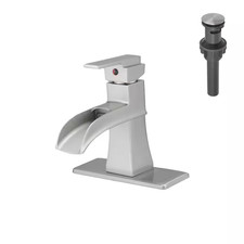 Single Handle Single Hole Bathroom Faucet with Deckplate Included Pop up Drain a