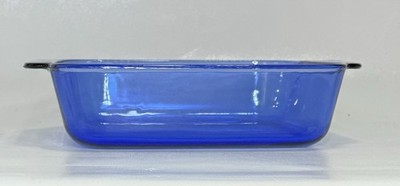 Pyrex Cobalt Blue 2 Qt Square Baking Dish 222-R 8x8 Vintage Glass Oven USA