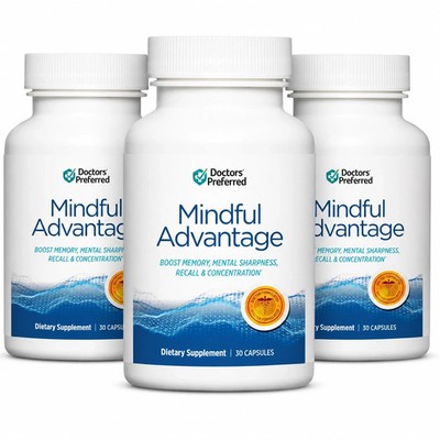 3 Pack Mindful Advantage Brain Memory Focus Supplement 30 Caps - Expiry 2028