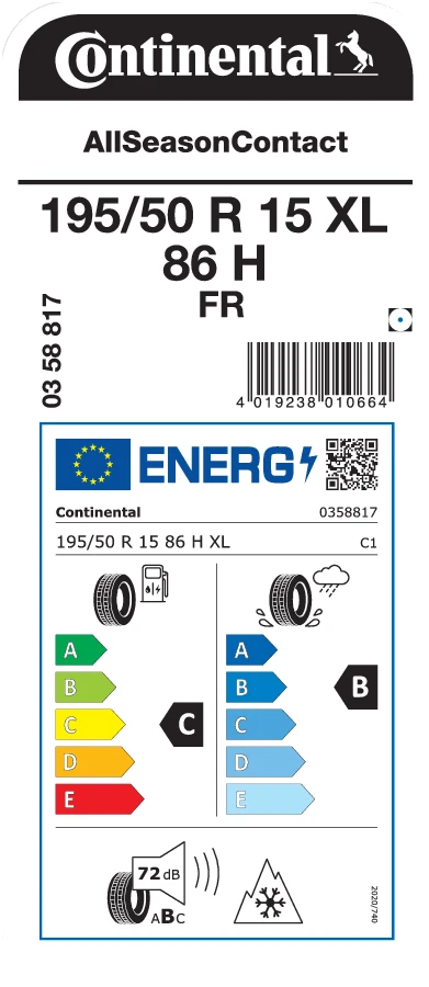 Continental AllSeasonContact 195/50 R15 86H XL M+S Ganzjahresreifen - Bild 2 von 2