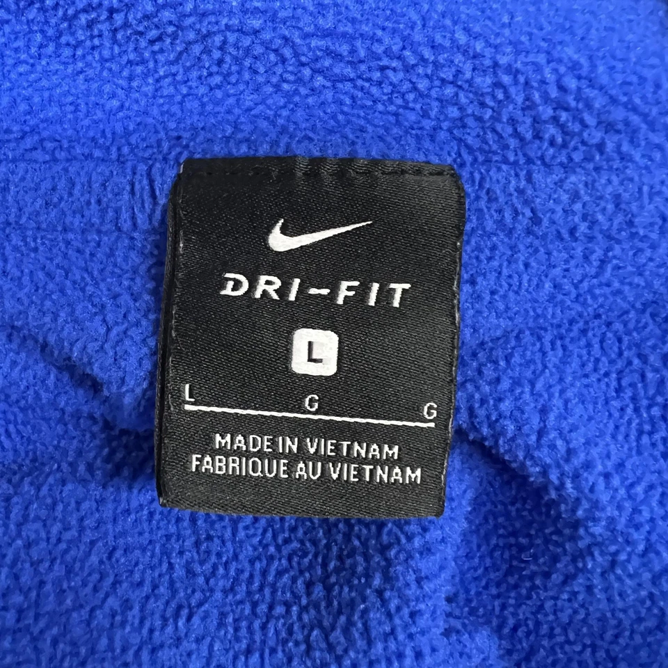 Nike Dri-Fit Hooded Sleeveless Vest Large Blue Black Neon Zip Pocket Performance - Image 3 of 4