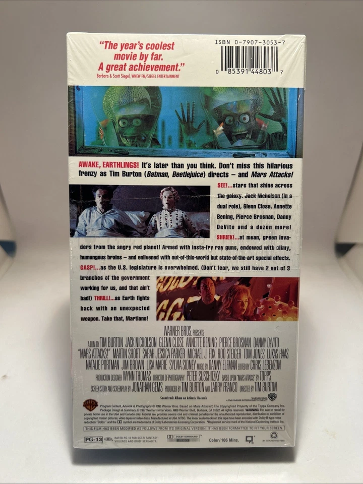 Mars Attacks! (VHS, 1997 Release) NEW FACTORY SEALED Watermarks Tim Burton! - Image 2 of 4