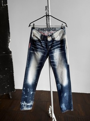 Enrico Coveri Mens Vintage Y2K Blue Bleached Wash Designer Jeans Size - 30, S