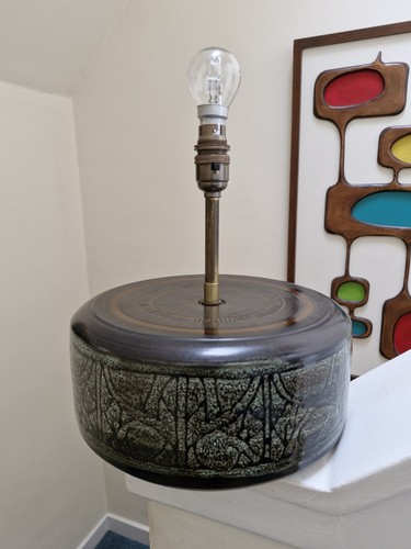 Vintage Large Newlyn Pottery Table Lamp Mid Century Retro Celtic Cornwall MCM - Picture 16 of 17