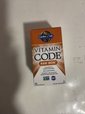Lot Of 3 Garden of Life Vitamin Code RAW Iron 30 Count Each Gluten-Free 