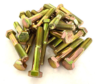3/8-16 x 2-1/4'' GRADE 8 YELLOW ZINC HEX HEAD BOLTS SCREWS PACK OF 25