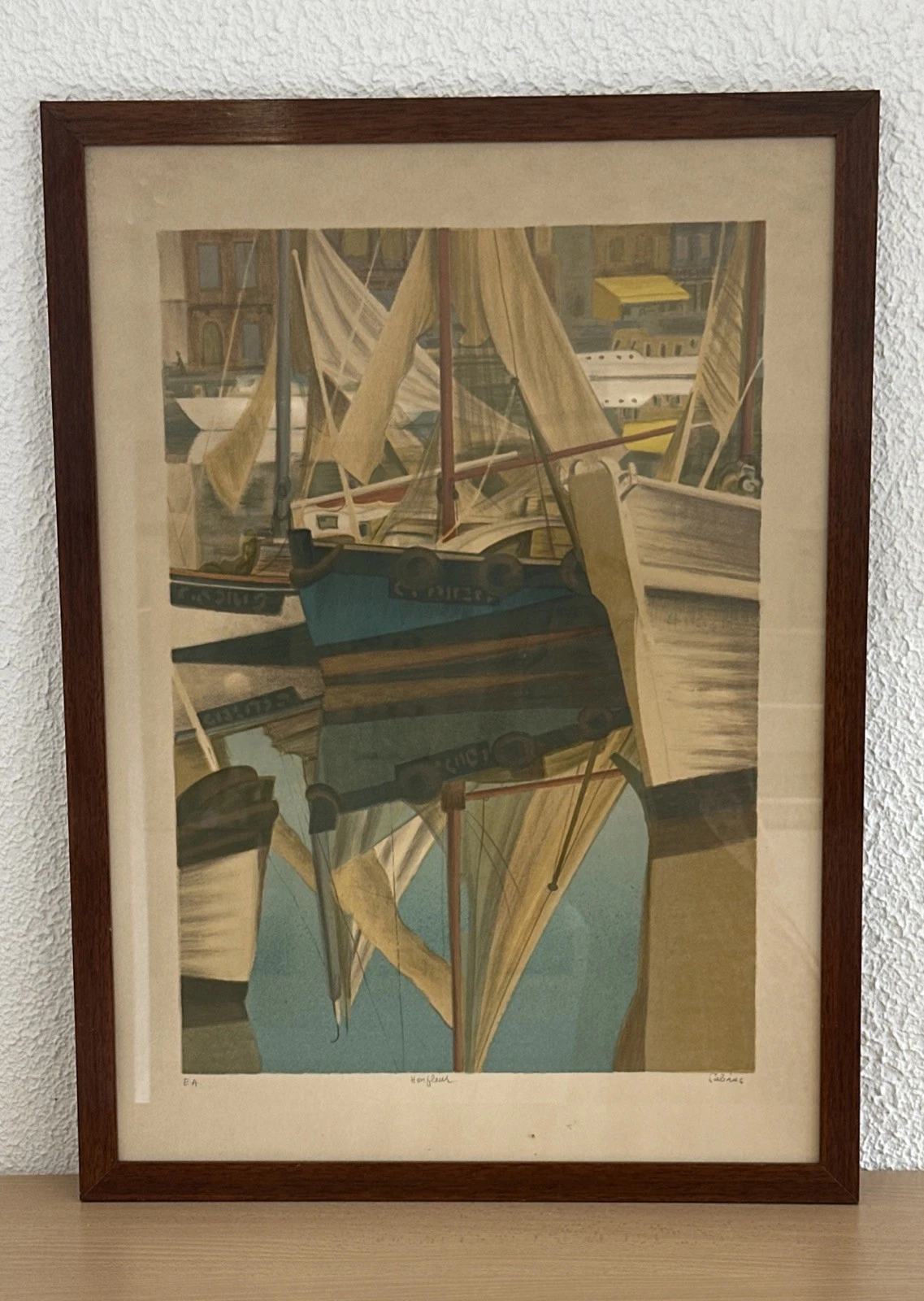 Tableau Lithographie Salinas Marcel « Honfleur ». Signé Épreuve D’Artiste.