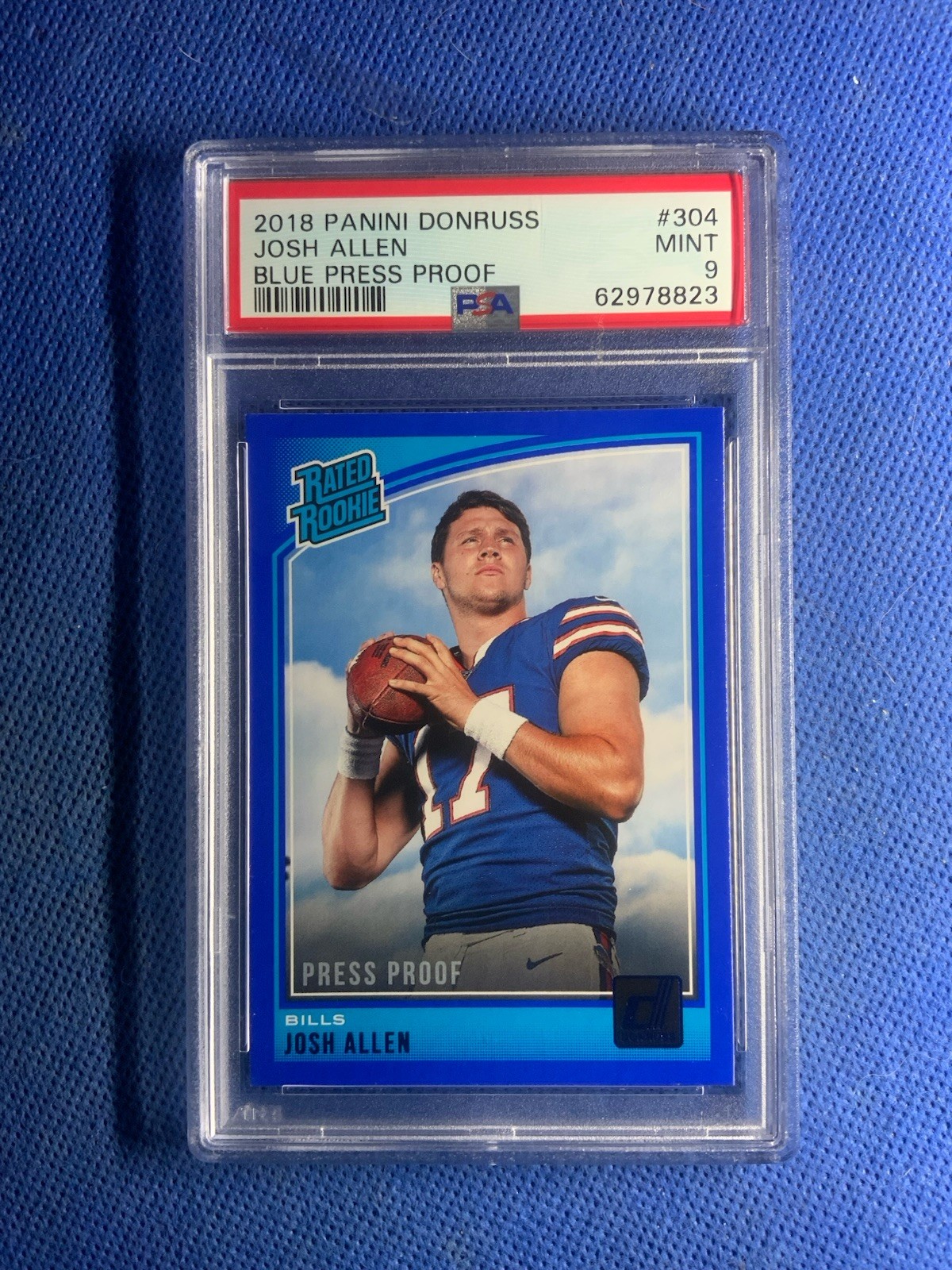 2018 Panini Donruss Josh Allen Blue Press Proof RC Rookie PSA 9 BILLS MVP