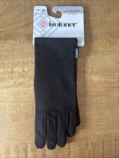 Isotoner SmartDri Women  s Water Repellent Smart Touch 1 Size Gloves Black NWT