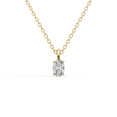 14K Gelbgold 0,75CT Lab Grown Oval Cut Diamant Solitär Anhänger mit Kaution